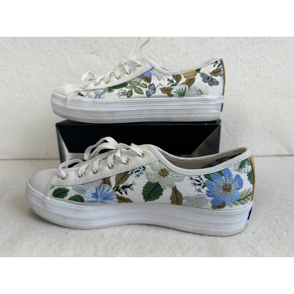 Keds & Rifle Paper Co. Collab. Triple Kick Embroidered Floral Sneakers SZ 8.5